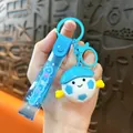 Porte-clés créatif en forme de ballon de football avec dragonne bleue transparente - Pendentif Poupée de Football Sportif / Bleu clair
