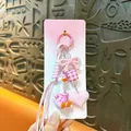 Cute pink duck bag charm keychain with heart and bow details for bags - Bobblehead Duck / Pink