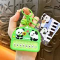 Adorable green panda squeeze toy keychain featuring game buttons and lobster clasp - Panda Electronic Piano / Green