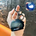 Creative miniature black motorcycle helmet keychain with functional LED night light - Cool Glowing Helmet Pendant / Black