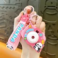 Cute pink panda camera-shaped fidget squeeze toy keychain with panda strap for bag charm - Panda Projection Camera (Squishy) / Pink
