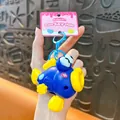 Cute blue and yellow wind-up jumping fish keychain toy for stress relief and fun - Clownfish Wind-up Pendant / Blue
