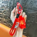 Miniature retro red oil lamp keychain with glowing LED light for bag decoration charm - Retro Small Lantern / Red