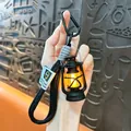 Retro miniatuur LED-lantaarn sleutelhanger met warm licht en gevlochten koordje - Retro Kleine Lantaarn / Zwart