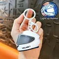 White glowing motorcycle helmet keychain with LED light function for creative bag decoration - Cool Glowing Helmet Pendant / White