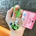 Adorable cartoon panda liquid squishy keychain with green bamboo theme for bag decoration - Panda Quicksand Baby Bottle / Green