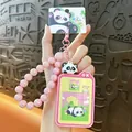 Cute pink panda puzzle game keychain featuring a beaded wristlet strap for bags - Panda Puzzle / Pink