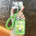 Adorable green panda sliding puzzle game machine keychain with beaded hand strap - Cute Panda Puzzle Charm / Green