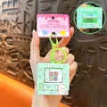 Mint green cartoon light-up flipping cube keychain for students and stress relief - Green