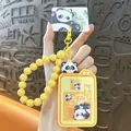 Cute panda fidget toy keychain in yellow with bead chain and slide puzzle game accessory - Cute Panda Puzzle Charm / Yellow