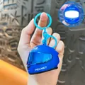 Cool blue glowing motorcycle helmet keychain pendant accessory for backpacks and car keys - Blue
