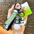 Adorable cartoon panda keychain with B-PAN strap and glowing light ball for bag accessories - Panda Tape Light Bulb Charm / Black