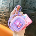 Lindo llavero de mini altavoz grabable en rosa y morado para bolsos y mochilas escolares - Púrpura