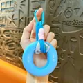 Llavero de anillo de agarre manual de silicona azul con marcas de 40LB y 50LB - 40LB-50LB / Azul