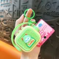 Lindo llavero mini radio altavoz grabador verde para accesorios de bolsos y mochilas - Verde