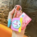 Cute pink mini electronic scale keychain toy with light and sound - Pink