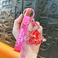 Porte-clés requin rose créatif avec paillettes rouges liquides et dragonne motivante. - Pendentif Requin Marin Rempli d'Huile / Rouge