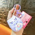 Cute purple owl mini recorder music box keychain with decorative heart and flower patterns - Owl Recorder Pendant / Purple
