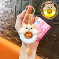 Creative glowing shiba inu donut keychain with warm LED light for bag decoration accessory - Shiba Inu Luminous Pendant / Brown Shiba Inu