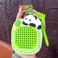 Cute cartoon panda magnetic bead drawing board keychain accessory for bags in green - Panda Magnetic Drawing Board Keychain / Green