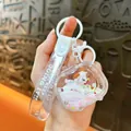 Creative cute cartoon white sheep liquid quicksand keychain with oil-filled acrylic pendant - TV Shape