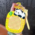 Cute yellow cartoon panda handheld squeeze toy keychain and bag charm accessory for kids - Panda Magnetic Drawing Board Keychain / Yellow