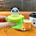 Cute panda squishy keychain pendant toy in green bamboo container variant for bags - Tree Trunk Panda Squishy / Green