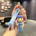 Portachiavi personaggio Derpy KPOP Demon Hunters con cinturino blu e gancio oro - Grande / Ragazza con Capelli Blu Vestito Blu (B264-2)
