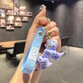 Portachiavi KPOP Demon Hunters con statuina tigre viola e cinturino in silicone blu - Grande / Tigre a Strisce Viola (B264-4)