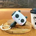 Cute cartoon panda squishy toy keychain pendant accessory with white beaded strap - Panda Shaking Hammer Squishy / Black and White
