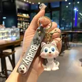 Simpatico portachiavi a forma di cane Husky con cinturino in silicone grigio e oro - Husky (B539-1)