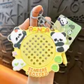 Cute panda fidget toy game machine keychain with decorative rhinestones - Round Panda Magnetic Squishy / Yellow