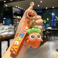 Niedlicher 3D-Karotten-Schlüsselanhänger mit Cartoon-Design und orangefarbenem VEGGY-Band - Karotte (B225-1) / Orange
