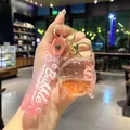 Simpatico portachiavi a sveglia liquida con sabbia rosa e ciondolo con paillettes a stella - Rosa
