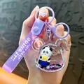 Adorable purple panda liquid glitter shaker keychain with Just Keep Doing It hand strap - Oil-Filled Panda Pendant - Bear Head / Purple
