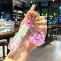 Creative purple heart-shaped liquid perfume bottle keychain with "Bubble" strap for bags - Explosive Pearl / Purple