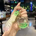 Portachiavi creativo a forma di sveglia a olio verde con coniglietto e stelline - Verde