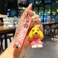 Portachiavi adorabile a forma di cane giallo con cinturino in silicone rosa Buddy - Bassotto (B471-1) / Grande / Giallo