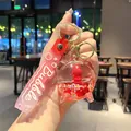 Portachiavi sveglia creativo riempito d'olio con piccolo orsetto rosso e brillantini - Rosso