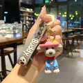 Simpatico portachiavi a forma di cane 3D con cinturino in silicone grigio per borsa - Barboncino (B471-5)