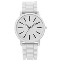 Minimalist stylish white student quartz watch featuring a soft durable silicone strap - White