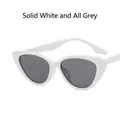 Vintage white cat eye sunglasses with grey lenses for women stylish retro fashion - One Size / Solid White