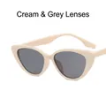 Vintage cat-eye sunglasses for women with cream white frame and grey lenses - One Size / Beige/Grey Lens