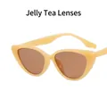 Vintage beige cat-eye sunglasses featuring translucent tea lenses for women's fashion style - One Size / Jelly Tea Lenses