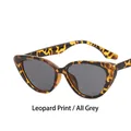 Retro cat-eye sunglasses featuring a leopard print frame and dark grey tinted lenses - One Size / Leopard Grey Lens