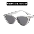 Retro cat-eye sunglasses featuring a transparent grey frame and dark grey tinted lenses - One Size / Transparent Grey / Grey Lens