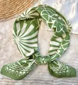 Green and white cotton square scarf with sunburst pattern for spring fashion styling - Grass Green Floral Pattern / 60-80cm