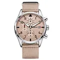 OCHSTIN brand men's multifunctional casual quartz watch with tan dial and nylon strap - Pink