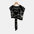Élégant châle en maille rayée noir et blanc 100 % Tencel pour la protection solaire - Hauts / Noir - Beige Rayures Fines