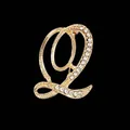 Elegante broche dorado letra Q con cristales brillantes para accesorios de moda femenina - Estilo Letra Q (2255) / Oro Q